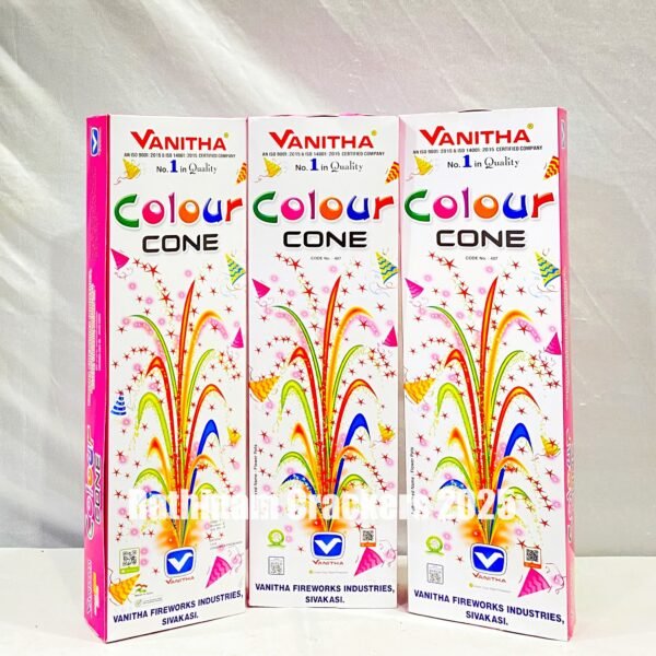 Color Cone ( Fountain with pink and stars ) 10 Pcs - Box